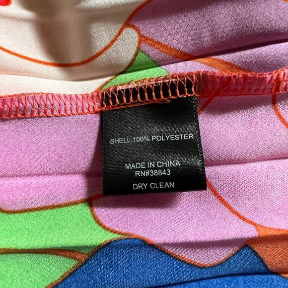 NWT Sam Edelman Retro Multicolor Floral Plisse Midi Flowy Dress Belted Size L - Picture 8 of 9